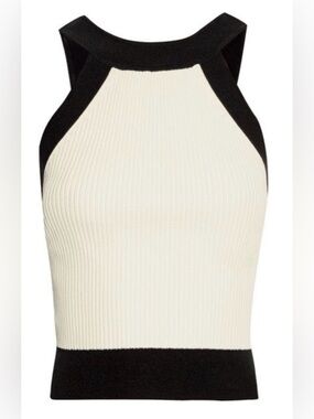 3.1 Phillip Lim Ribbed Contrast Halter Tank Top